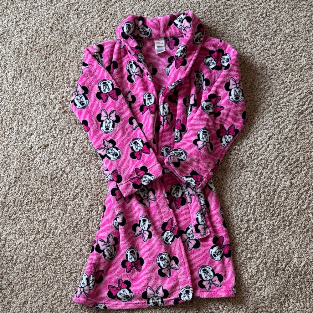 Disney Pink Minnie Mouse Plush Robe with Bows